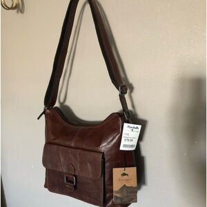 Jack George’s brown leather hobo bag